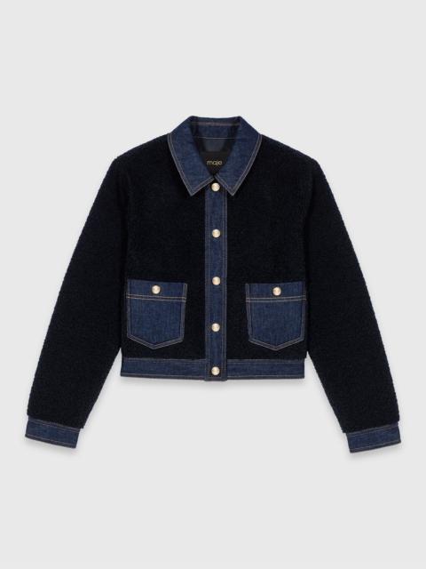 Bouclé and denim-detail jacket