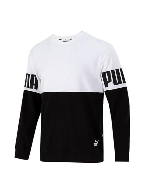 PUMA Colorblock Alphabet Round Neck Pullover Black White 847722-02