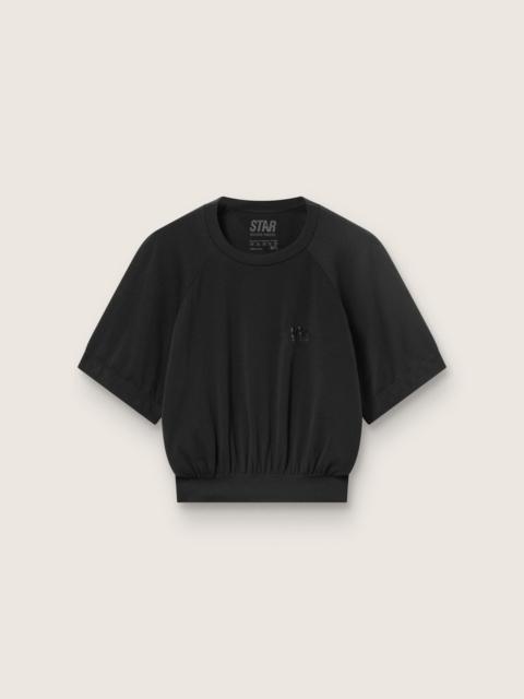 Women's black cropped sports T-shirt