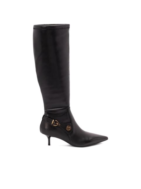 buckle-detail pointed-toe high boots
