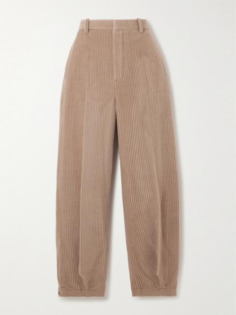 Cropped Cotton And Cashmere-blend Corduroy Tapered Pants