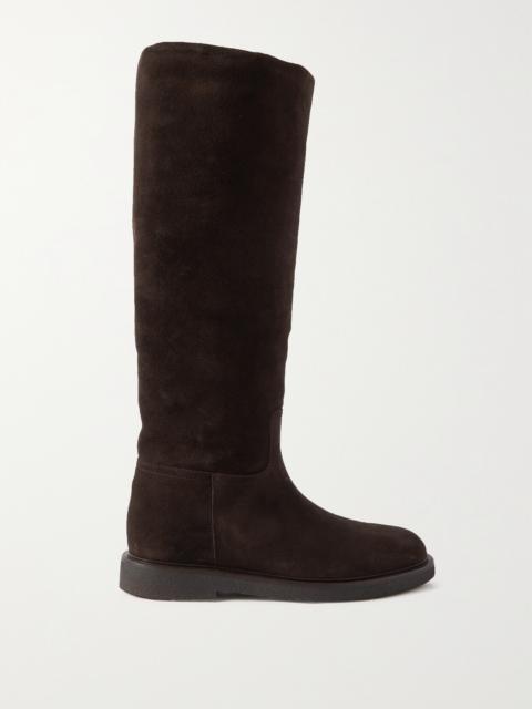 Shearling-lined Suede Knee Boots