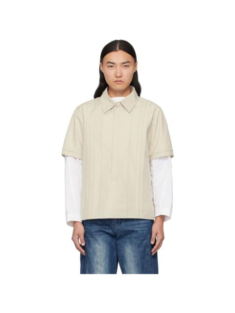 Beige Pin Tuck Shirt