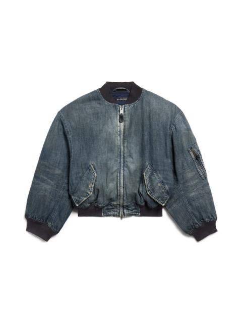 Women's Standard Denim Bomber in Blue