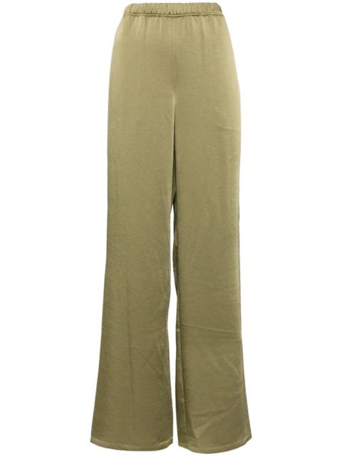 satin-finish straight trousers