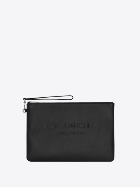 rive gauche zipped pouch in smooth leather