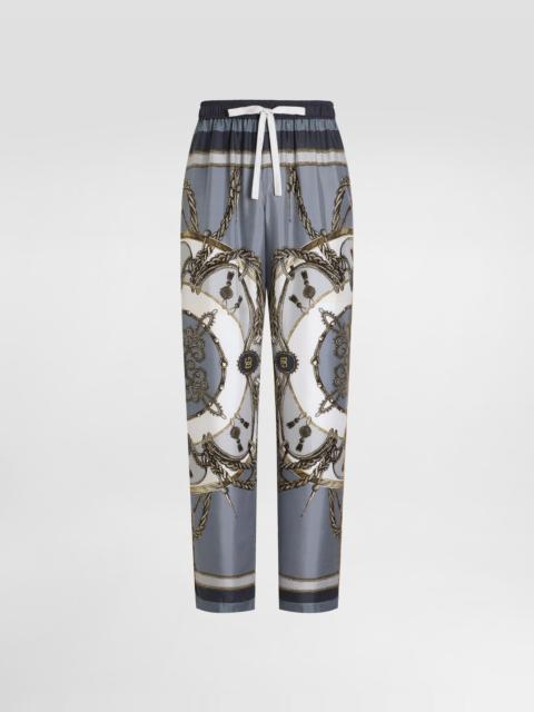 Cargo-print vanity silk twill trousers