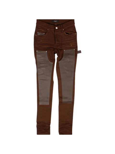 leather-detail jeans