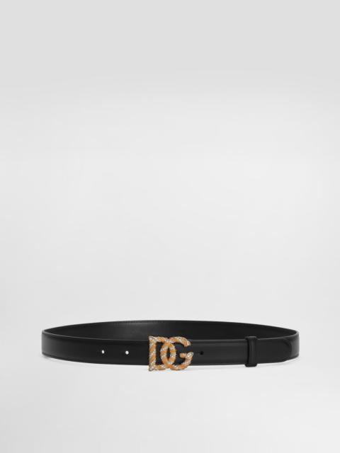 Calfskin belt with DG logo