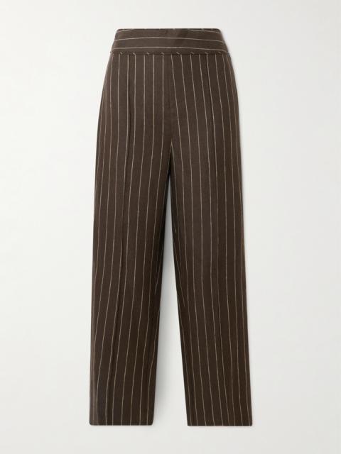 Thea Pleated Pinstriped Linen-twill Straight-leg Pants