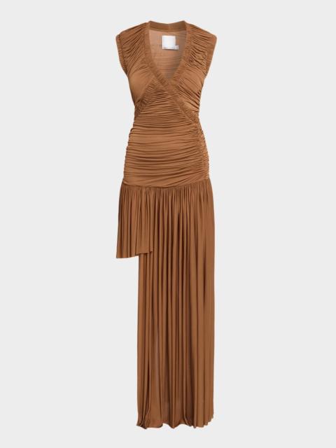 Theron Pleated Asymmetric Gown