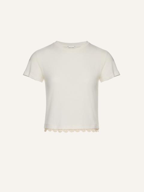 Lace-detail classic t-shirt in cream