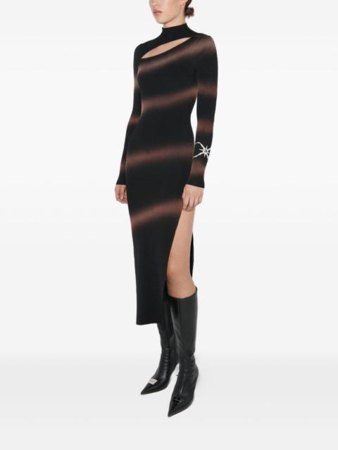 striped cut-out knitted dress