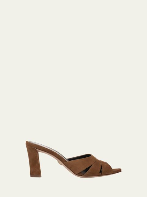 Cassiel Suede Peep-Toe Slide Sandals