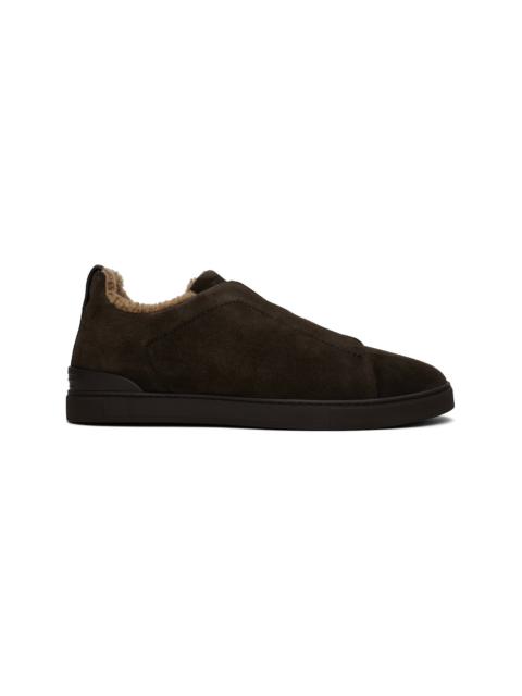 Brown Suede Triple Stitch Sneakers