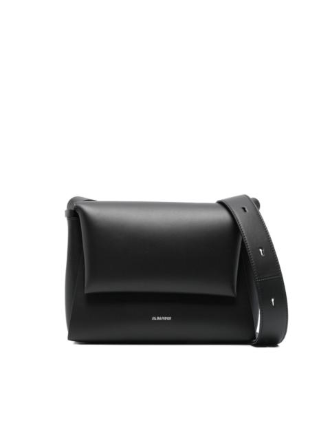 logo-print leather shoulder bag