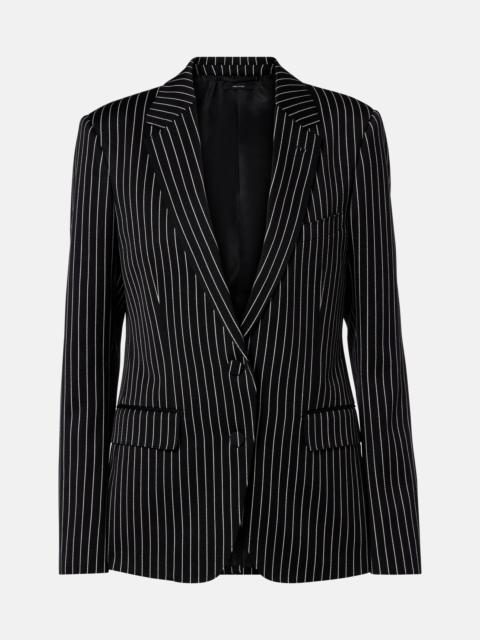 Pinstripe wool and cotton blazer
