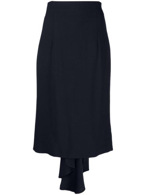 pleated asymmetric midi skirt