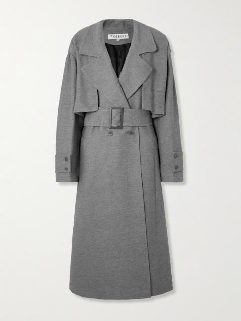 Double-breasted Belted Crepe Coat
