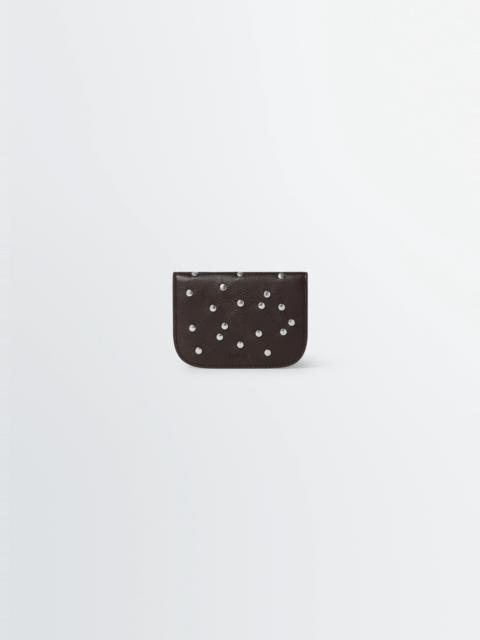 SOFT TAB STUDS DOTS CARD HOLDER IN LEATHER
