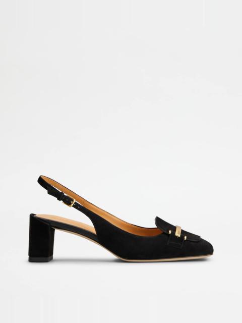 SLINGBACK PUMPS IN SUEDE - BLACK