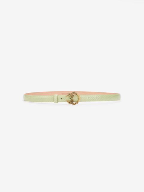 Light Green Leather Belt With Snake Buckle