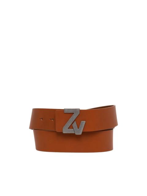 logo-buckle leather belt