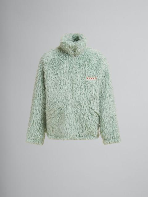 GREEN SHAGGY JACKET WITH DETACHABLE HOOD