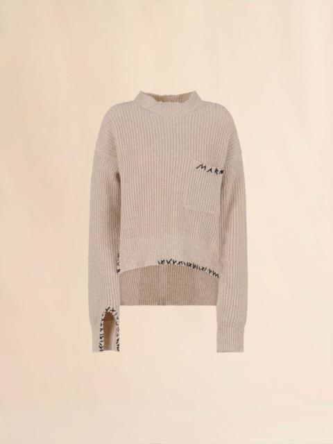 OAT MOULINÉ WOOL SWEATER WITH MARNI MENDING
