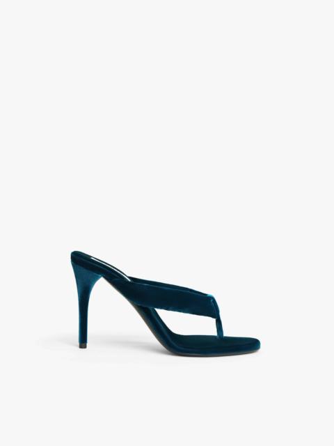 HEEL THONG MULES IN VELVET