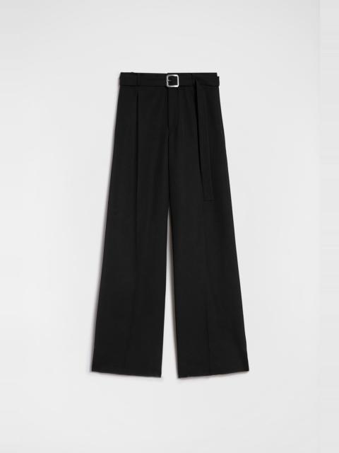 Wool Gabardine Belted Trousers