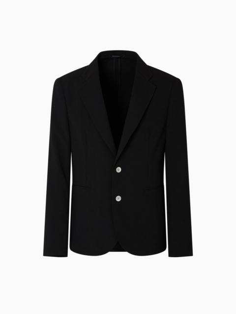 ICON SINGLE-BREASTED JACKET IN PIQUÉ-EFFECT MICRO-TEXTURED CRÊPE JERSEY
