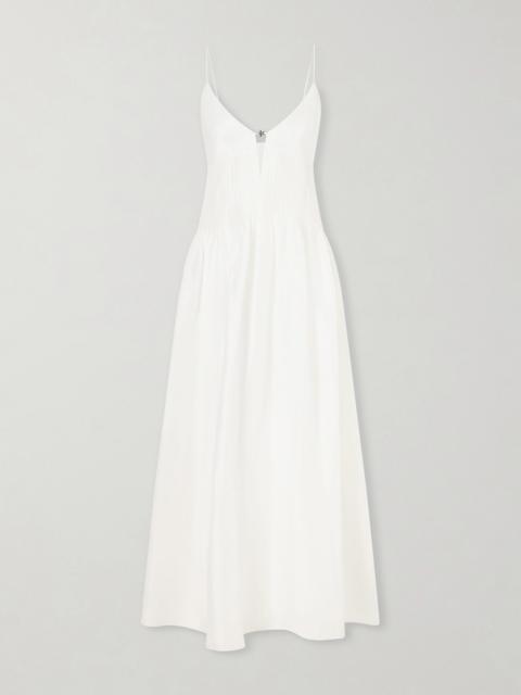 Waisted Linen And Silk Blend Maxi Dress