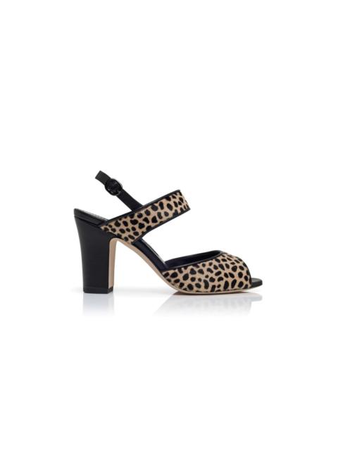 Animal Print Calf Hair Slingback Sandals