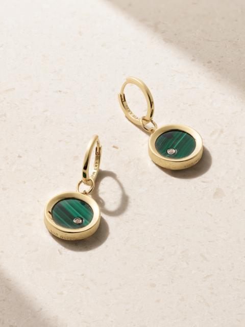 Convertible 14-karat Gold, Malachite And Diamond Earrings