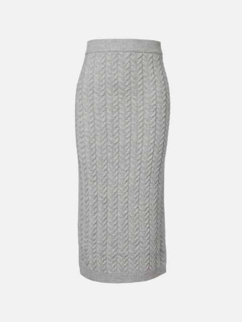 Cable-knit wool and cashmere pencil skirt