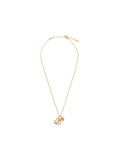 heart floral charm necklace