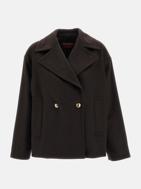 DOUBLE-BREASTED CABAN IN PURE WOOL DRAPÉ