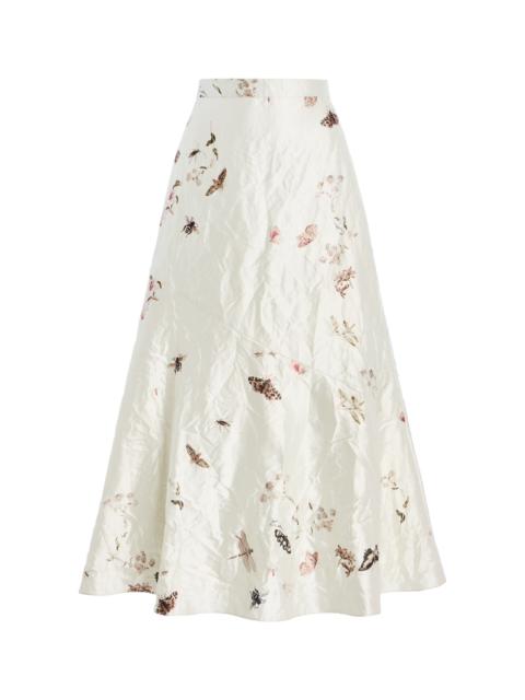 Printed A-Line Midi Skirt ivory