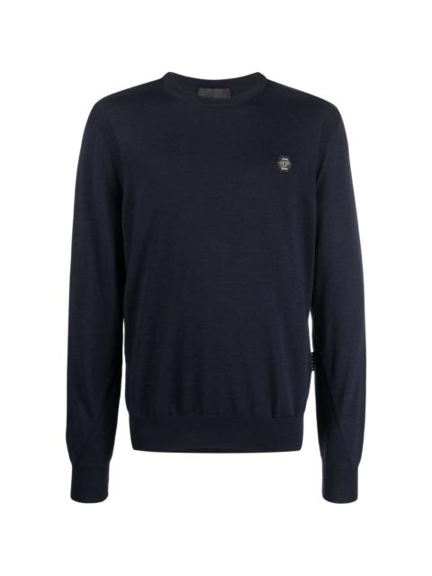 logo patch merino wool jumper