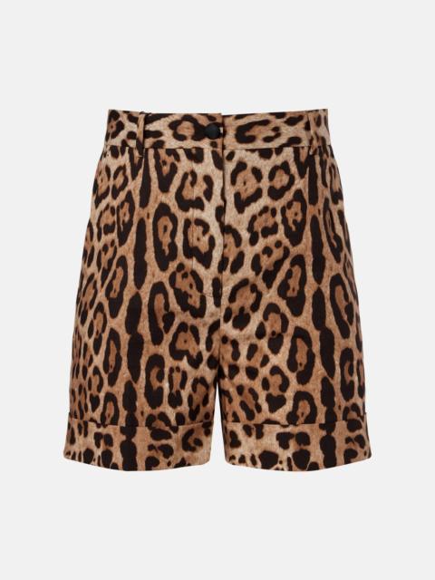 Leopard-print cotton Bermuda shorts