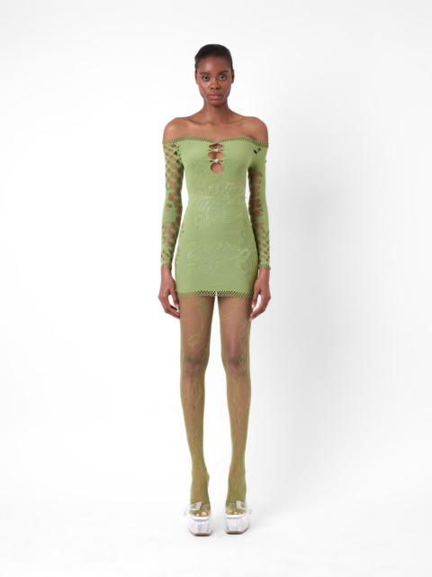 COCO DRESS LONG SLEEVE IN SATIVA GREEN