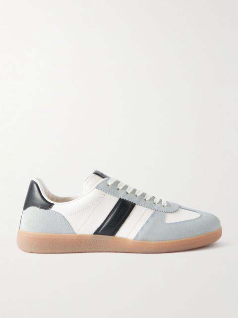 Suede-Trimmed Leather Sneakers White