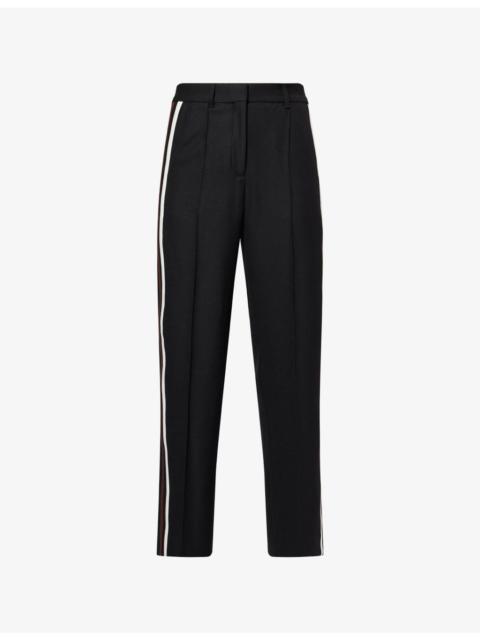 Stripe-Trim Wide-Leg Woven Trousers