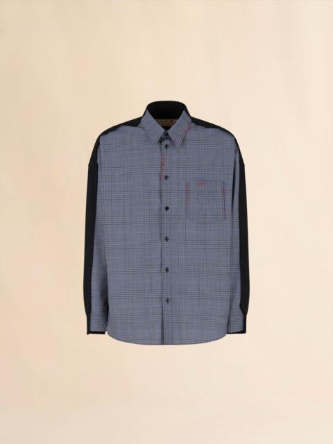 BLUE TROPICAL WOOL SHIRT WITH CONTRAST BACK