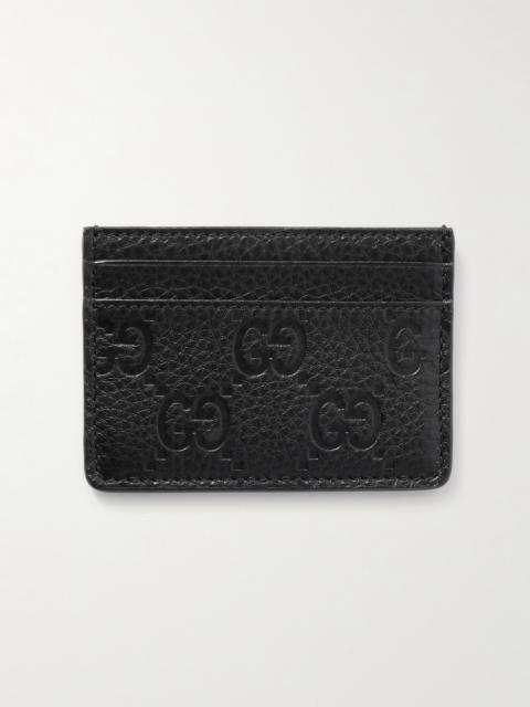 Gg Emblem Debossed Textured-leather Cardholder