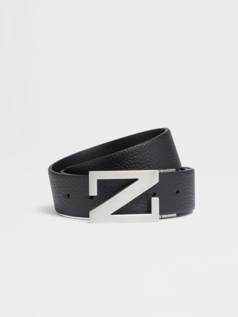 BLACK REVERSIBLE LEATHER BELT