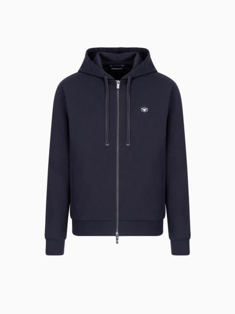 Hooded, zipped, Ponte-di-Roma sweatshirt