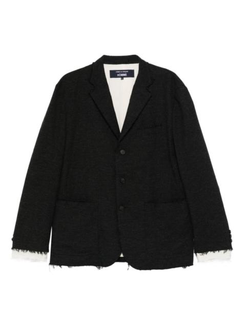 single-breasted frayed-edge blazer