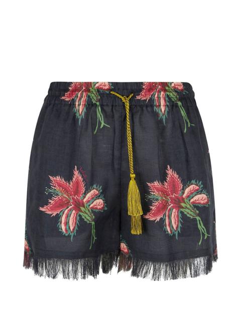floral-pattern tassel-detail shorts